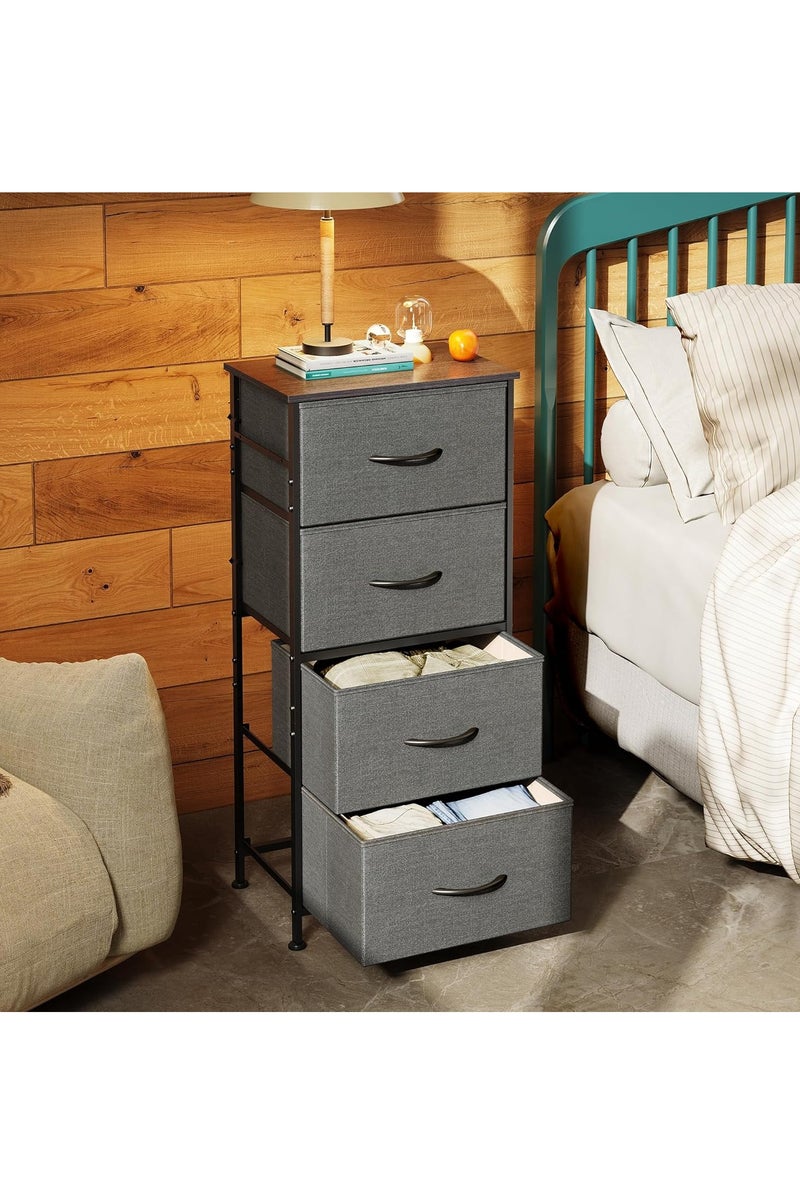 دبليو لايف درسر مع 4 أدراج، برج تخزين الأقمشة، وحدة تنظيم لغرفة النوم، الرواق، المدخل، الخزانات، إطار صلب صلب، أعلى الخشب، مقبض سحب سهل رمادي داكن - Image 4