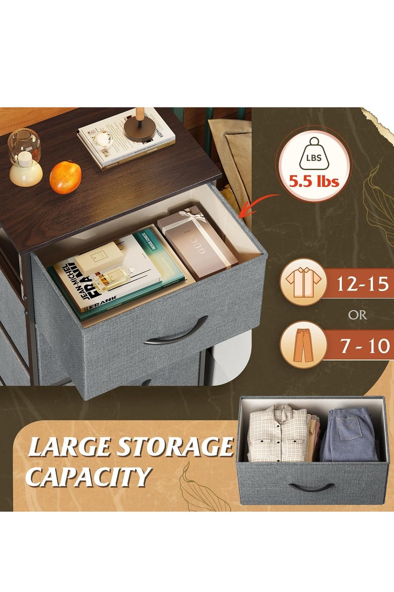 دبليو لايف درسر مع 4 أدراج، برج تخزين الأقمشة، وحدة تنظيم لغرفة النوم، الرواق، المدخل، الخزانات، إطار صلب صلب، أعلى الخشب، مقبض سحب سهل رمادي داكن - Image 5