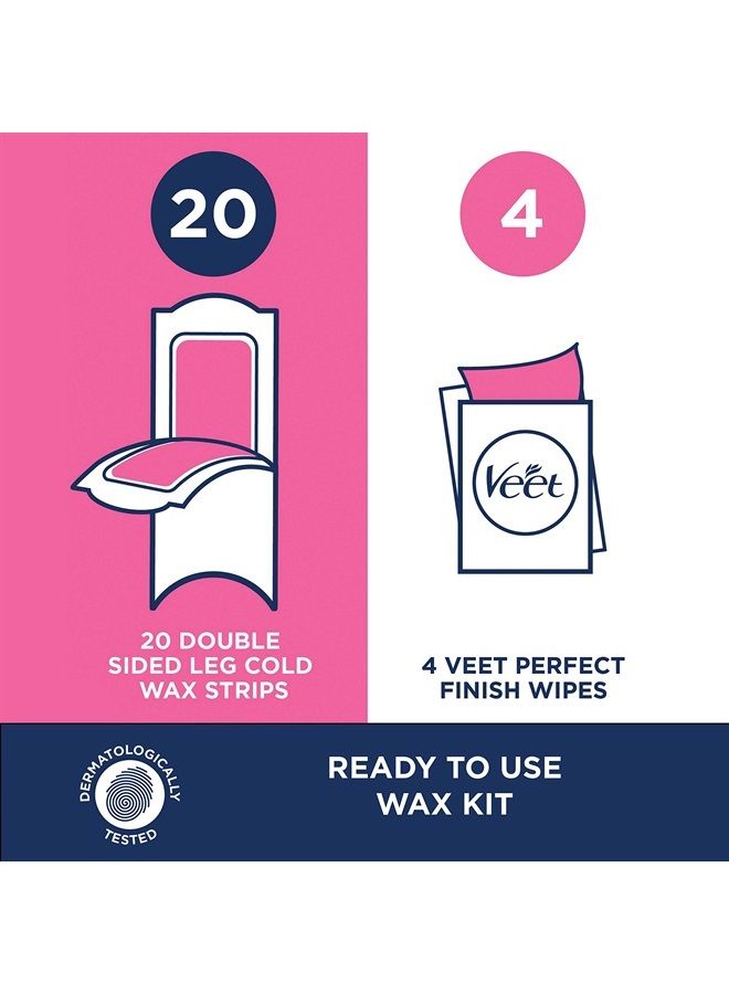 Veet Leg and Body Hair Remover Cold Wax Strips, 40 Count (Packaging May vary) - Image 2