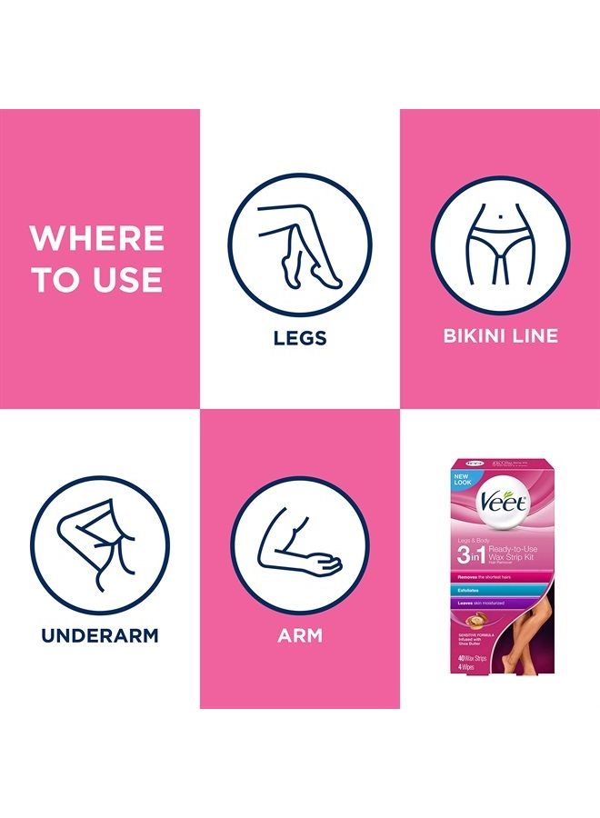 Veet Leg and Body Hair Remover Cold Wax Strips, 40 Count (Packaging May vary) - Image 4