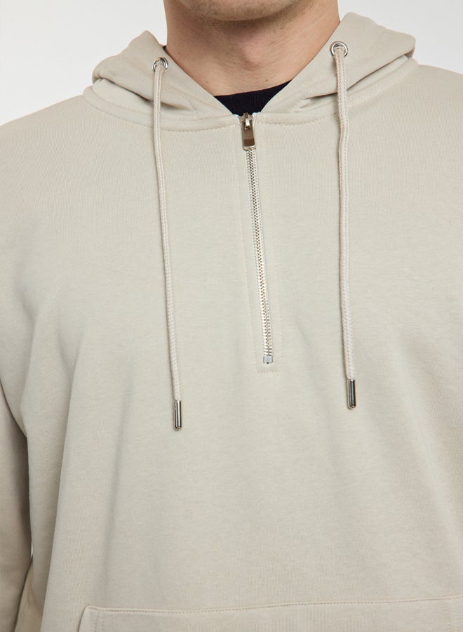 trendyol Stone Basic Oversize/Wide Cut Zippered Hooded Basic Non-raised Sweatshirt - Image 4