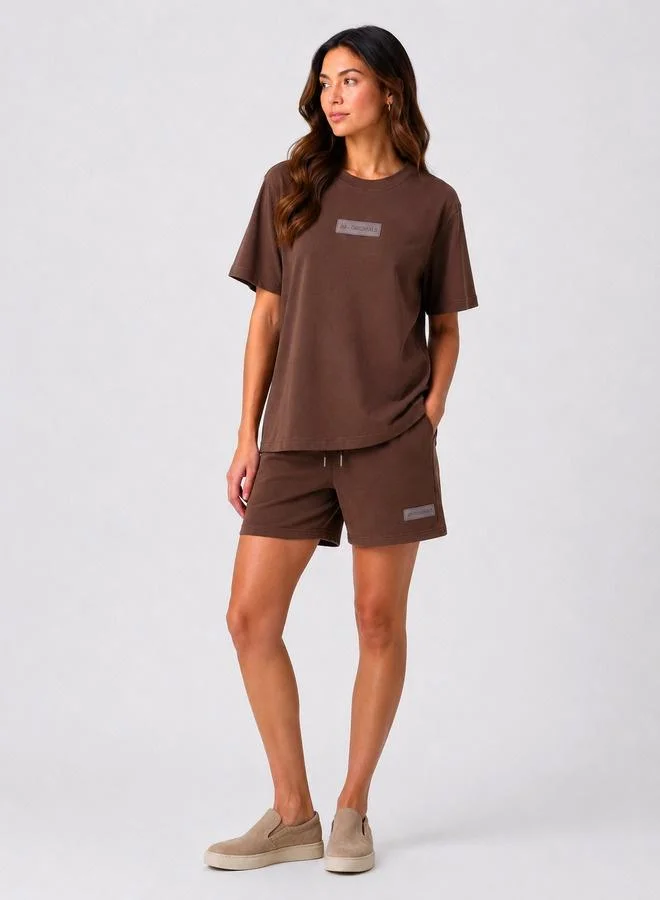 Ashita Fernandes Future Oversized Relaxed Fit Shorts in Deep Cocoa Brown