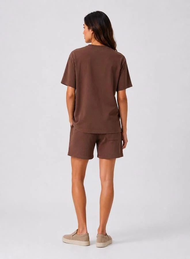 Ashita Fernandes Future Oversized Relaxed Fit Shorts in Deep Cocoa Brown