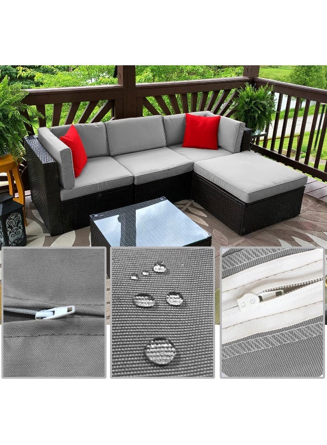 FLYMEI Patio Cushion Covers 24x22x4 Waterproof Outdoor Cushion Cover Replacement 4Packs Outdoor Seat Cushion Slipcover for Outdoor Rattan Chair Sofa, Grey - Image 3