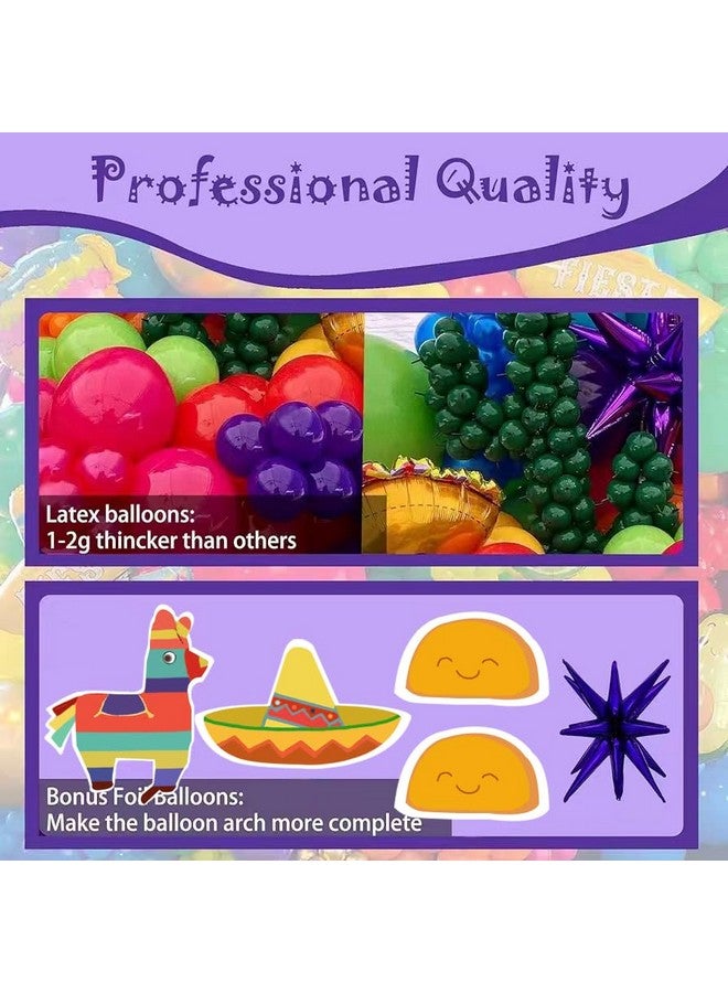 MOMOSHERO MOMOSHERO 152Pcs Fiesta Mexican Balloons Arch Garland Kit, with Taco Llama Sombrero Foil Balloons for Cinco De Mayo Carnival Birthday Party Mexican Theme Taco Twosday Party Decorations - Image 3
