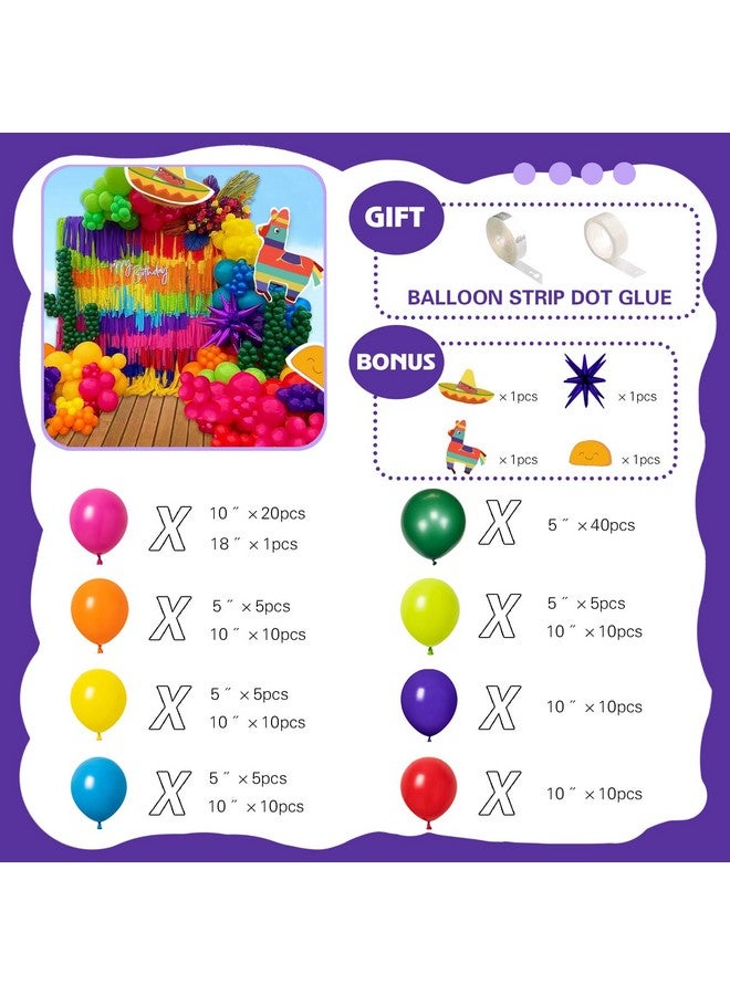 MOMOSHERO MOMOSHERO 152Pcs Fiesta Mexican Balloons Arch Garland Kit, with Taco Llama Sombrero Foil Balloons for Cinco De Mayo Carnival Birthday Party Mexican Theme Taco Twosday Party Decorations - Image 2