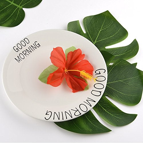 KUUQA 24 Pcs Artificial Tropical Leaves Hawaiian Luau Party Decor Medium Simulation Tropical Monstera Plant Leaves for Safari Jungle Beach Theme Birthday Party Decorations Supplies - Image 3