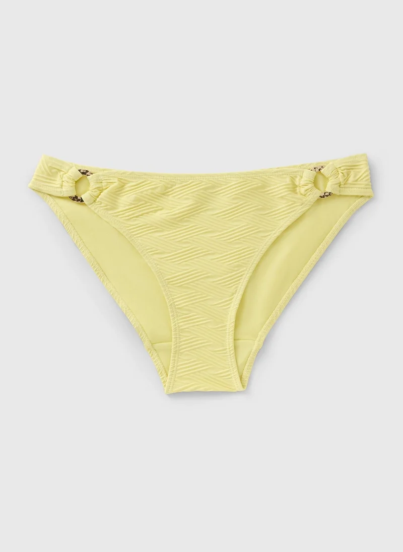 Matalan Yellow Textured Ring Detail Bikini Bottoms