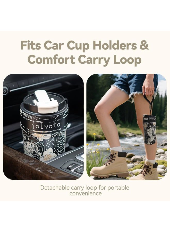 joiyota Ceramic Lined Insulated Coffee Tumbler 20oz with 3D Print Design, Double Wall Vacuum Insulated Travel Mug with Lid and Straw, Leak Proof Tumbler for Hot/Iced Coffee, Tea, Gift for Women - Image 5