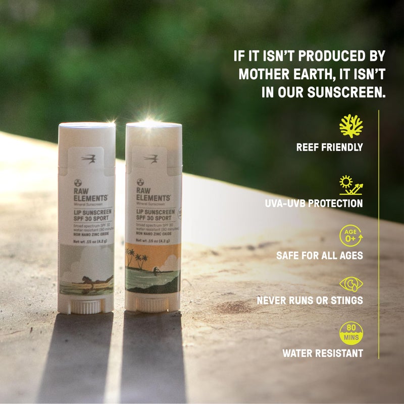 Raw Elements Mike Field Lip Sunscreen - SPF 30, UVA-UVB Protection, Reef-Safe, Non-Nano Zinc, Water Resistant, 0.15 oz (2 Pack) - Image 3