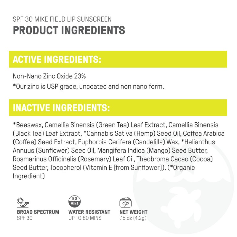 Raw Elements Mike Field Lip Sunscreen - SPF 30, UVA-UVB Protection, Reef-Safe, Non-Nano Zinc, Water Resistant, 0.15 oz (2 Pack) - Image 5