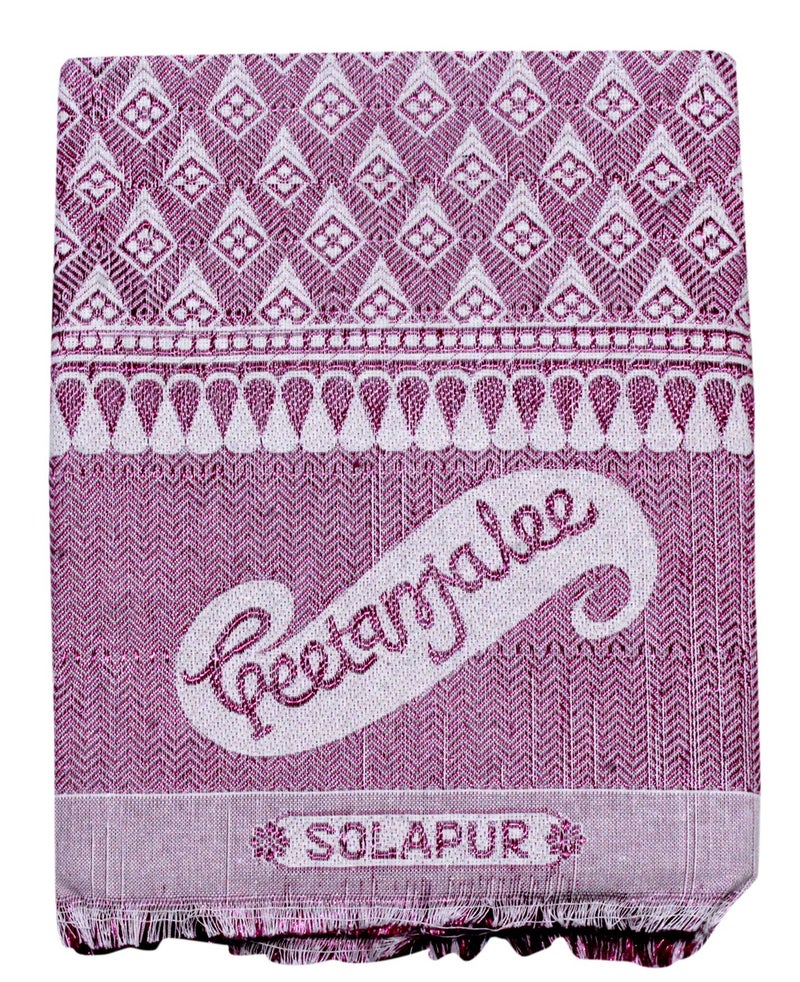 Mandhania Solapur Chaddar Single Blanket Cotton,Rayon & Viscose Pack of 1 - Purple - Image 3