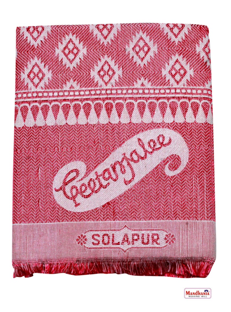 Mandhania Solapur Chaddar Single Blanket Cotton,Rayon & Viscose Pack of 1 - Purple - Image 1