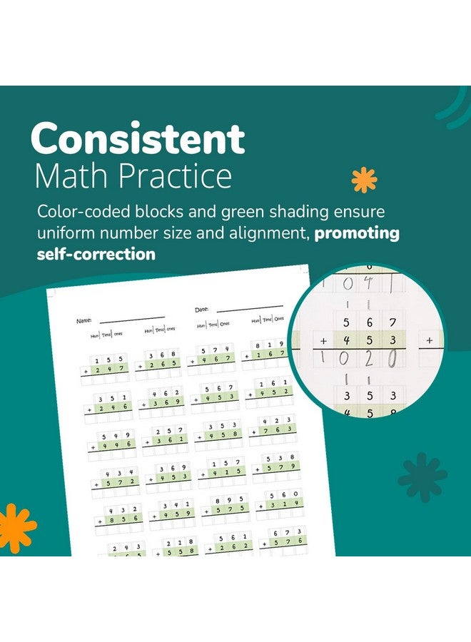 Channie's One Page A Day Math Workbook, Triple Digit Math Practice Worksheets, 50 Pages Front And Back, 25 Sheets, Grades 2Nd And 3Rd, Addition And Subtraction Workbook, Size 8.5” X 11” - Image 3