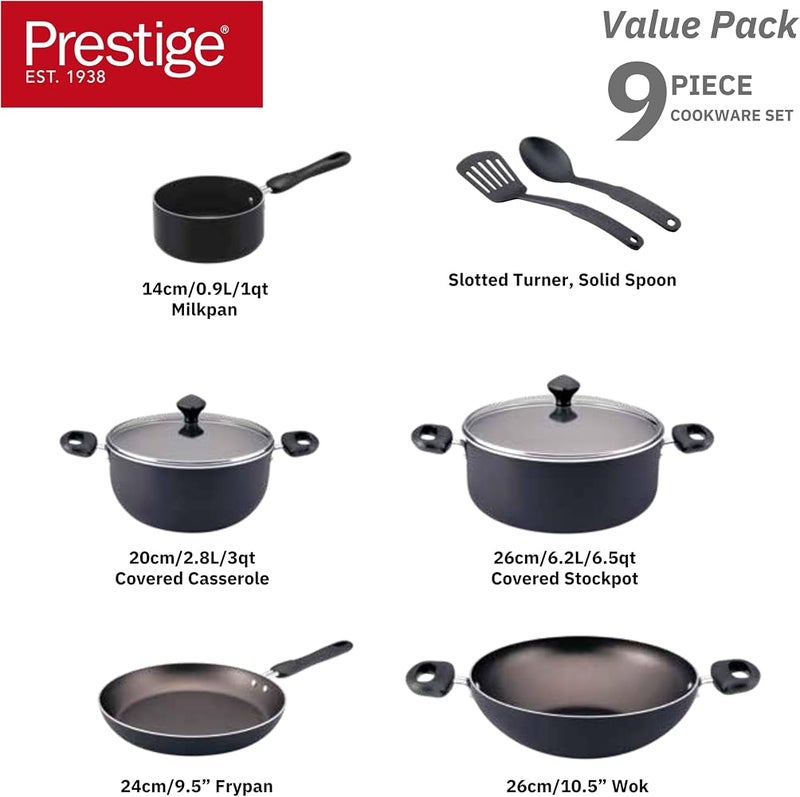 برستيج حزمة أدوات مطبخ Prestige مكونة من 9 قطع مجموعة أواني غير لاصقة مجموعة مطبخ غير لاصقة تشمل مقلاة وقدر - PR22480 - Image 3