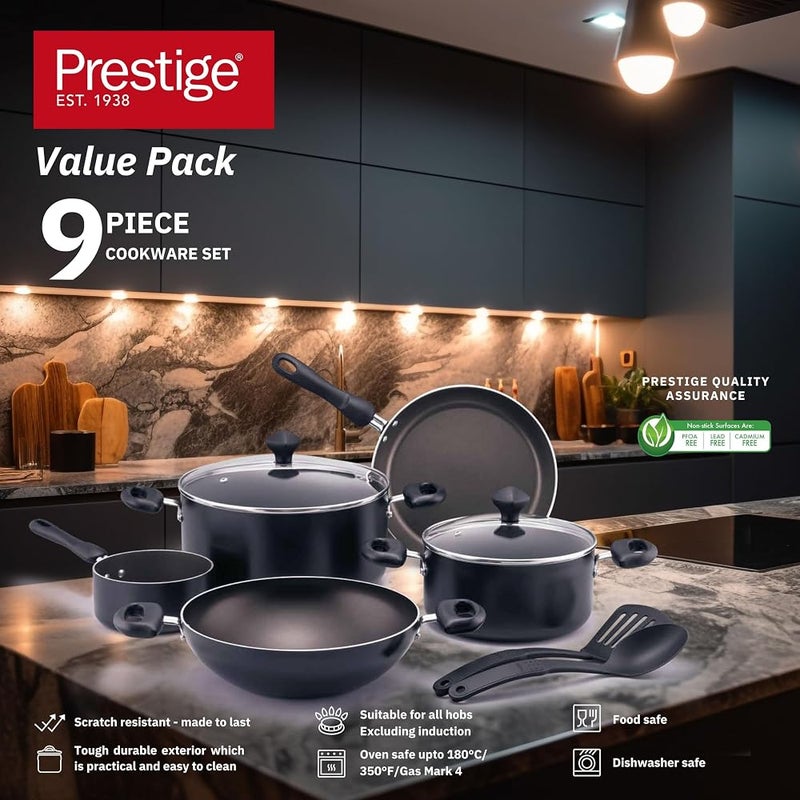 برستيج حزمة أدوات مطبخ Prestige مكونة من 9 قطع مجموعة أواني غير لاصقة مجموعة مطبخ غير لاصقة تشمل مقلاة وقدر - PR22480 - Image 5