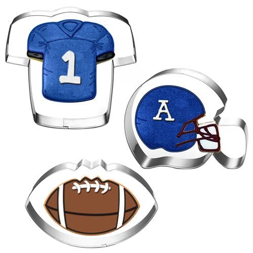 LUBTOSMN LUBTOSMN New Football Cookie Cutter Set3 Piece35 inchFootball Football Helmet and Jersey Fondant Biscui Cutters 