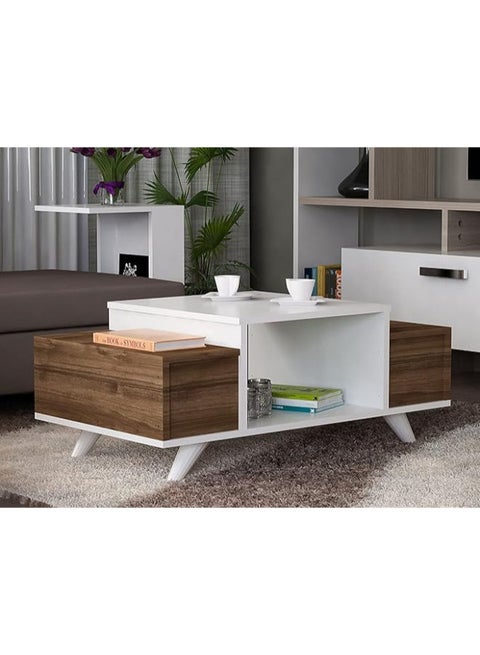 Domani Coffee Table – A Beautiful Blend of Brown & White Elegance (C041)