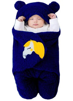 Brandonn Newborn Baby Sleeping Bag Pack Of Wearable Flannel 0 6 Months Hooded Swaddle Wrapper Baby Blanketnavy Blue Skin Friendly  - Image 2