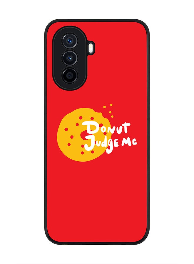 Stylizedd Rugged Black Edge case for Huawei nova Y71, Slim fit Soft Case Flexible Rubber Edges Anti Drop TPU Gel Thin Cover - Donut judge me - Image 1