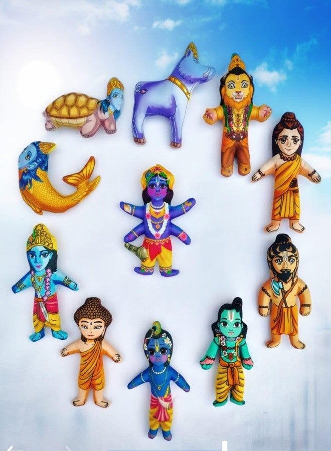 Vrindavanstore.in Vishnu Avatar Soft Toy Set - 11 Narayan Avatars Plush Dolls for Kids, Home Decor, Pooja Room - Hindu God Soft Toys for Babies & Children - Image 2