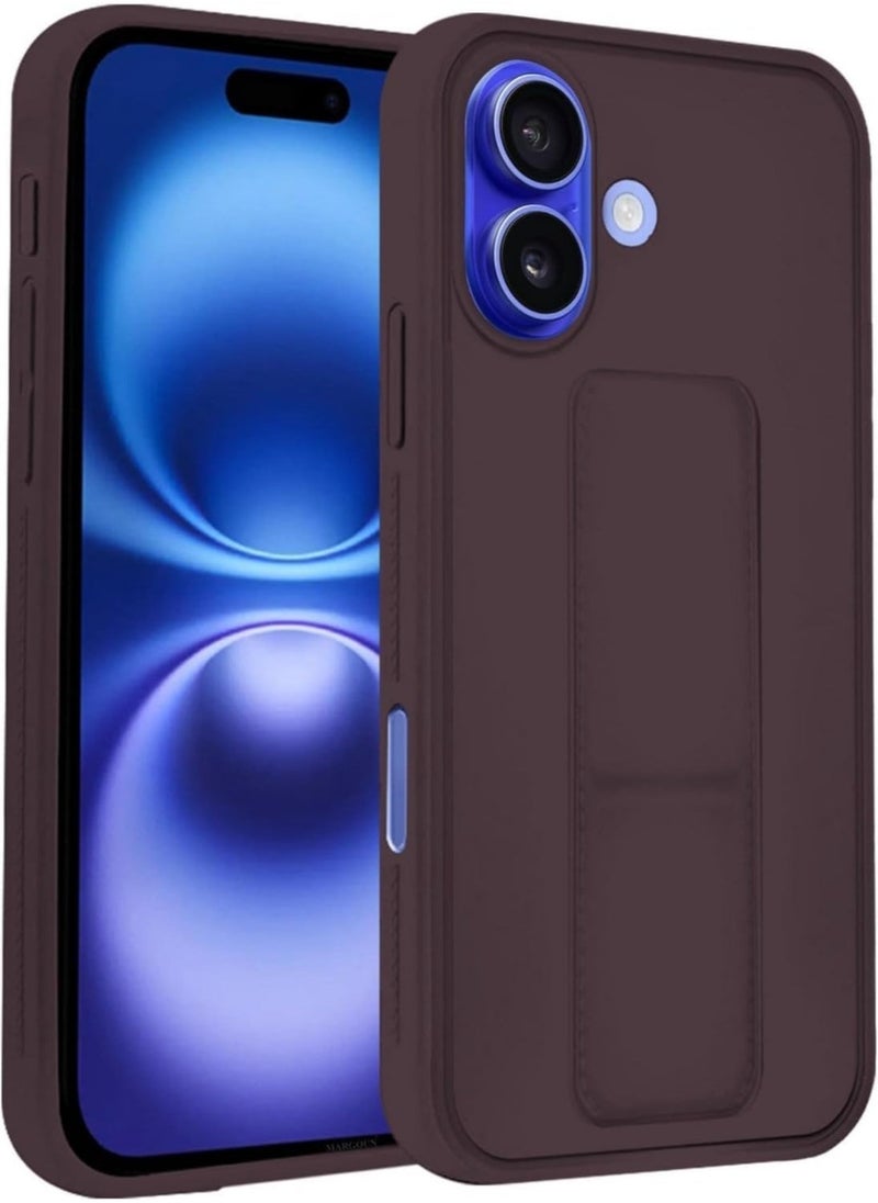 JAJEEK iPhone 16 Magnetic Car Mount Case – Maroon Silicone Kickstand with Hand Strap & Multi-Stand Feature - Image 4