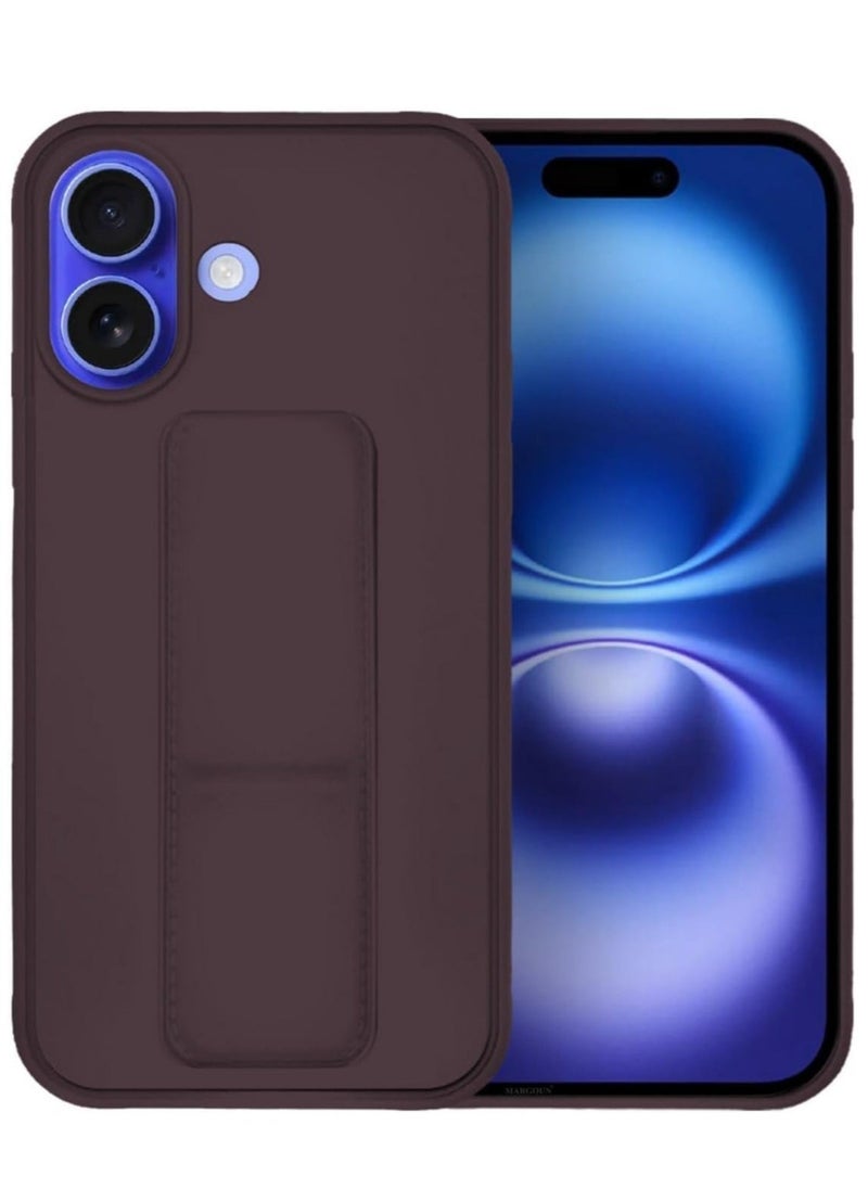 JAJEEK iPhone 16 Magnetic Car Mount Case – Maroon Silicone Kickstand with Hand Strap & Multi-Stand Feature - Image 5