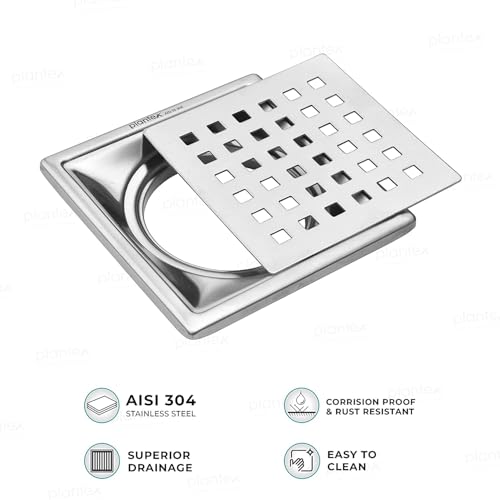 Plantex 304 Grade Stainless Steel Bathroom Floor Drain/Non- Porous Surface Floor Drain/Bathroom Water Drainer/Floor Trap for Bathroom and Kitchen - (6x6 inches) - Image 5
