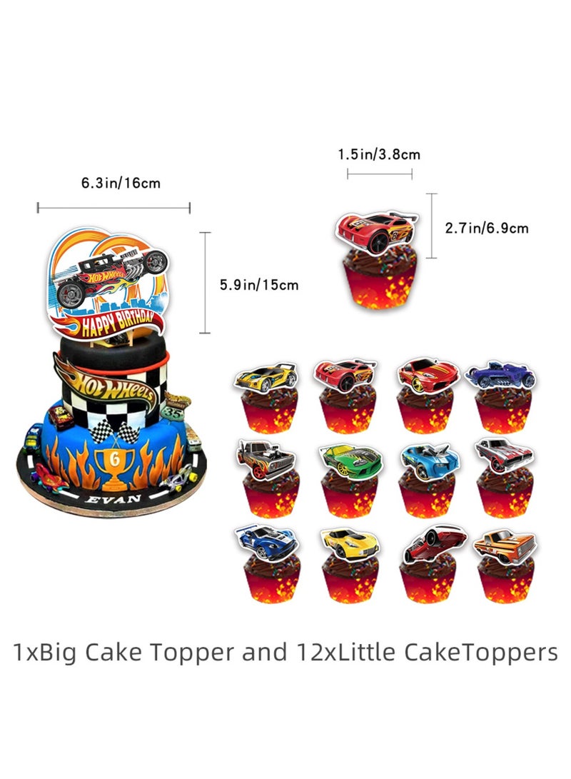 Race Car Birthday Party Supplies Kids Party Pack Decoration Party Supplies Banner Cake Topper Cupcake Topper Balloon - Image 3