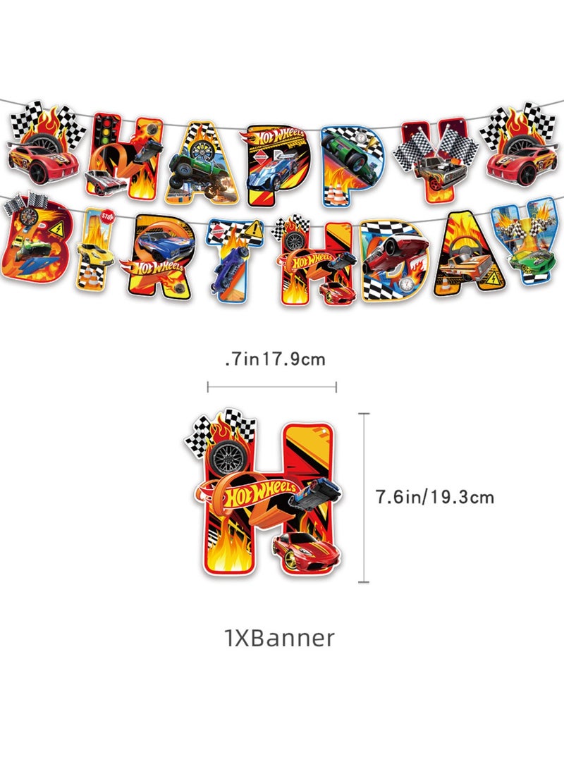 Race Car Birthday Party Supplies Kids Party Pack Decoration Party Supplies Banner Cake Topper Cupcake Topper Balloon - Image 1