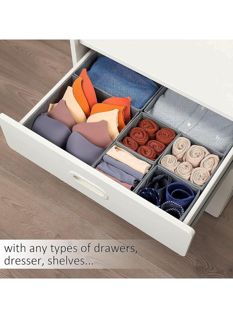 Hanayo 6 Pcs Closet Drawer Organizer Foldable Underwear and Bras Drawer Organizers Non-woven Fabric Storage Box Divider Bins for Bra Socks Underware Ties Clothes (Grey) - Image 5