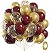 awenztech 60pcs Burgundy and Gold Balloons 12inch Maroon and Gold Balloons with Metallic Gold Confetti Balloons for Graduation Birthday Bridal Shower Party Decorations - Image 2