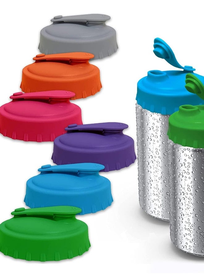 6 Reusable Silicone Can Lids for Soda and Beer, Spill-Proof Covers to Keep Drinks Fizzy, Food Grade and Versatile for All Standard Cans - Image 1