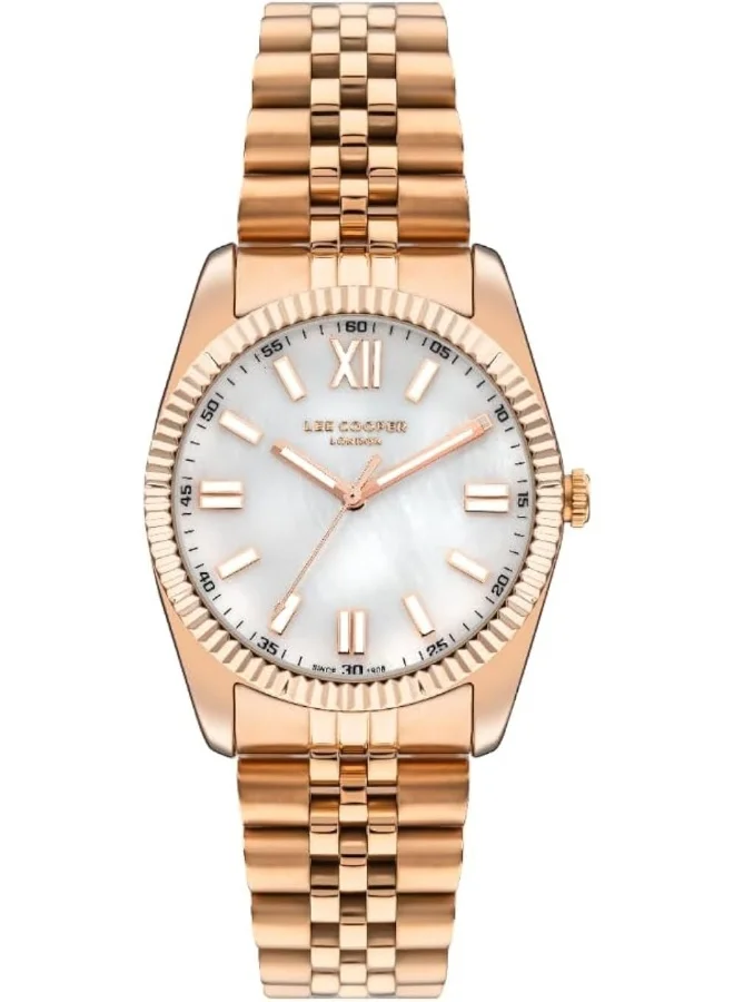Lee Cooper Lee Cooper Women's 2035 Movement Watch, Analog Display and Metal Strap - LC07824.420, Rose Gold