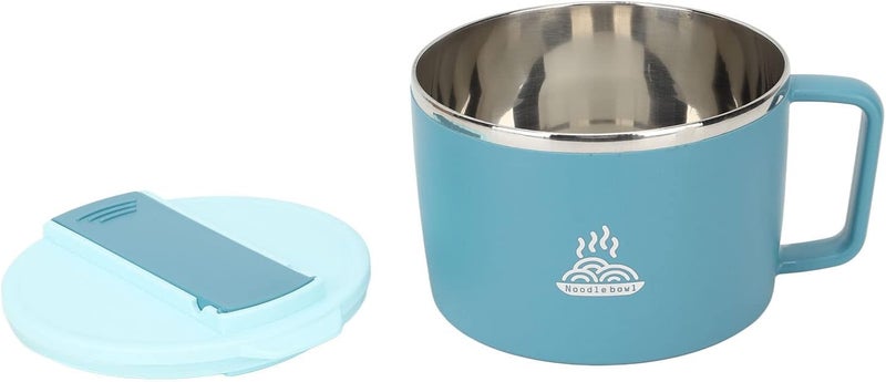 GOWENIC Noodle Bowl Set Slot Design Stainless Steel Ramen Bowl with Chopsticks Great for Breakfast, Lunch 15.8oz (Blue) - Image 1