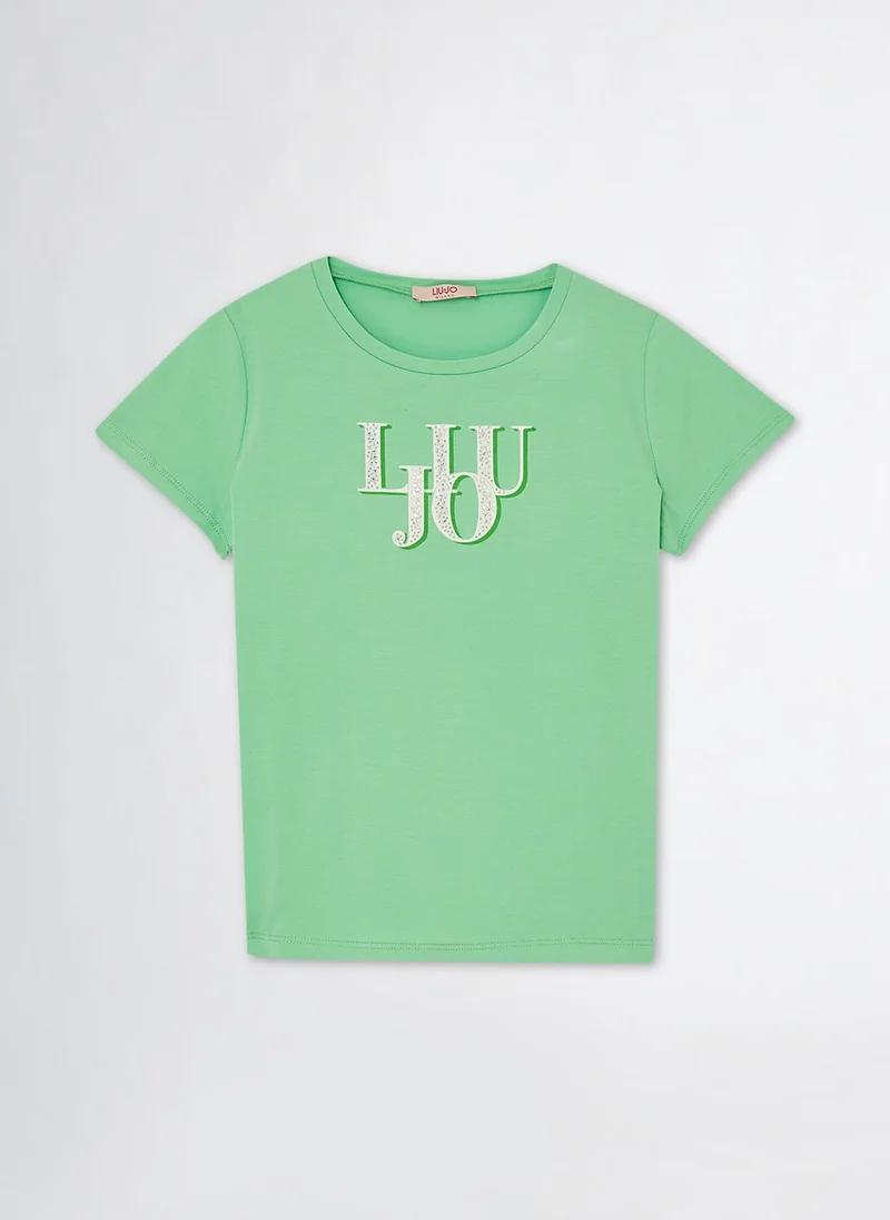 Liu Jo T-Shirt with Logo and Gemstones