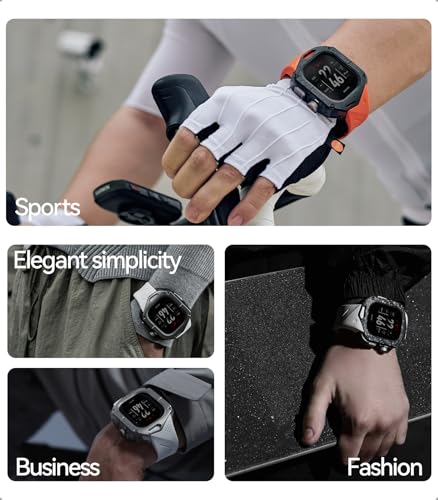 Aulumu A01 Titanium Case with Apple Watch Ultra Band 49MM | Luxury Design | Only for Apple Watch Band Ultra 1/2/3 49mm | Titanium Case with Black Straps - Image 4