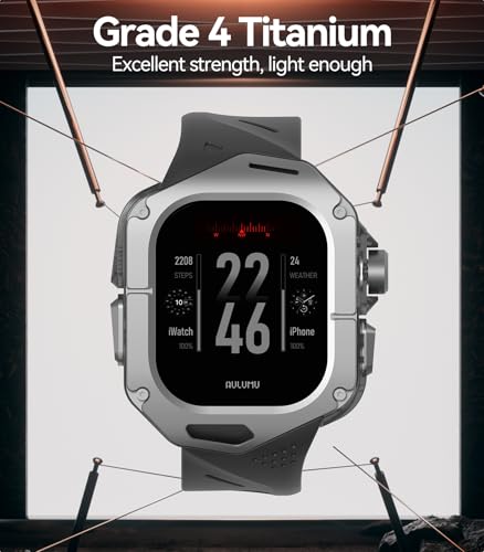 Aulumu A01 Titanium Case with Apple Watch Ultra Band 49MM | Luxury Design | Only for Apple Watch Band Ultra 1/2/3 49mm | Titanium Case with Black Straps - Image 2