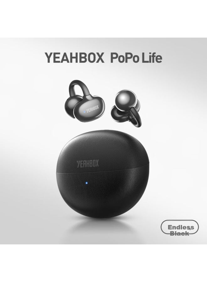 Yeahbox Popolite Bluetooth Ear Clip Bone Conduction Wireless Ai Active Noise Cancelling Long Battery Life Sports Call Headphones Birthday Gift Infinite Black - Image 3