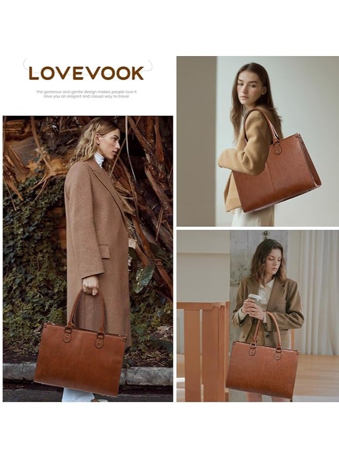 Lovevook LOVEVOOK Laptop Bag for Women, 15.6 inch Laptop Tote Bag Vintage Work Bags for Women Computer Bag Office Briefcase Handbag  - Image 2
