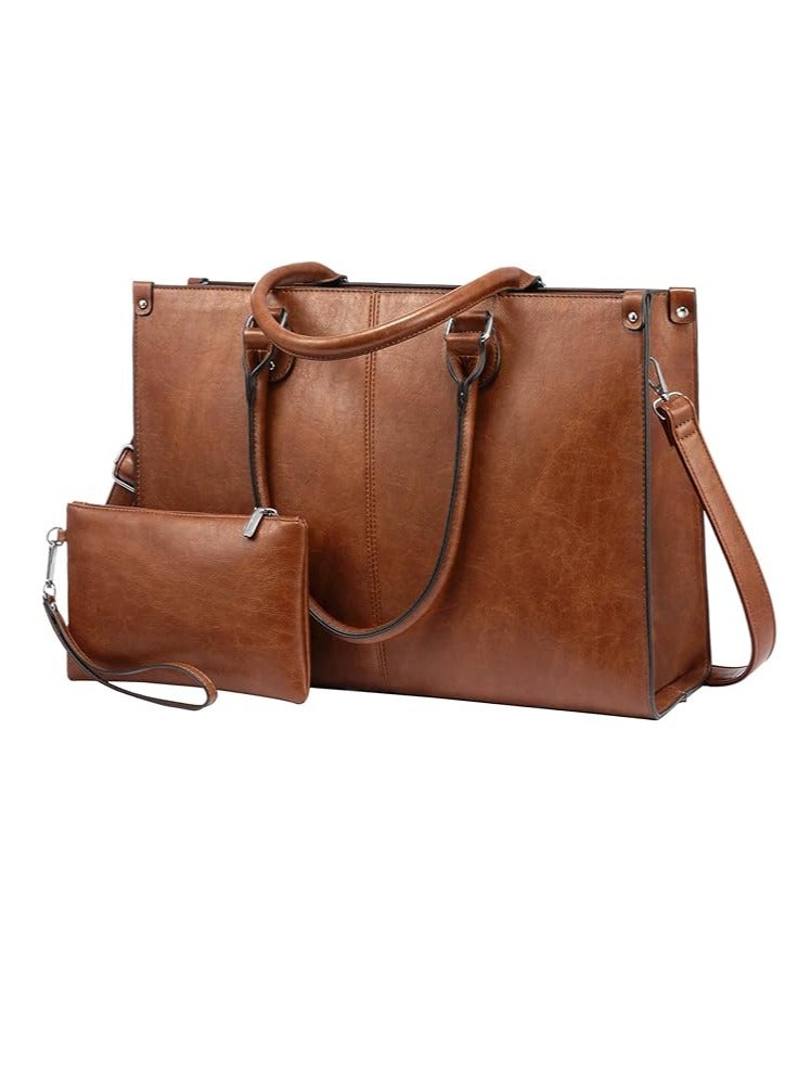 Lovevook LOVEVOOK Laptop Bag for Women, 15.6 inch Laptop Tote Bag Vintage Work Bags for Women Computer Bag Office Briefcase Handbag  - Image 1