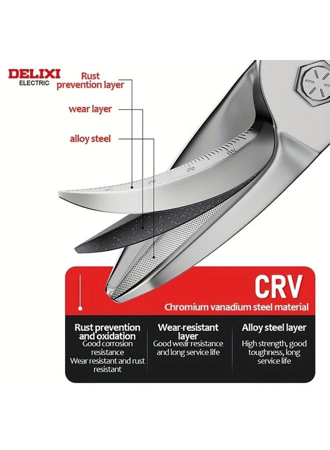 Delixi 10 Inch Straight Head Aviation Snips Metal Handled With Safety Lock System - Image 5