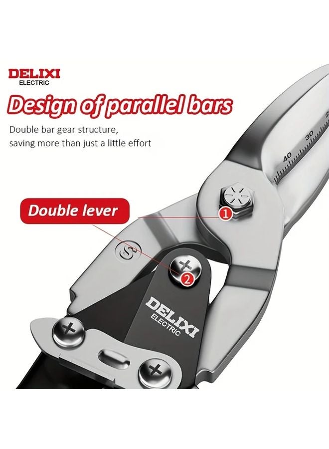 Delixi 10 Inch Straight Head Aviation Snips Metal Handled With Safety Lock System - Image 4