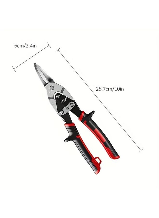 Delixi 10 Inch Straight Head Aviation Snips Metal Handled With Safety Lock System - Image 3