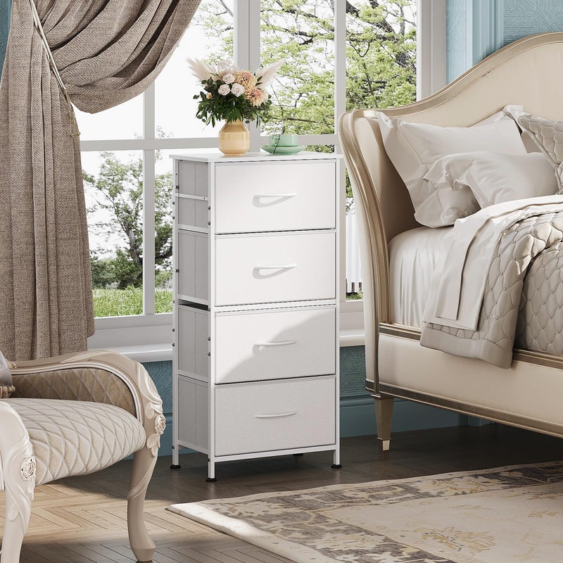 WLIVE Dresser with 4 Drawers, Storage Tower, Organizer Unit, Fabric Dresser for Bedroom, Hallway, Entryway, Closets, Sturdy Steel Frame, Wood Top, Easy Pull Handle, White - Image 2