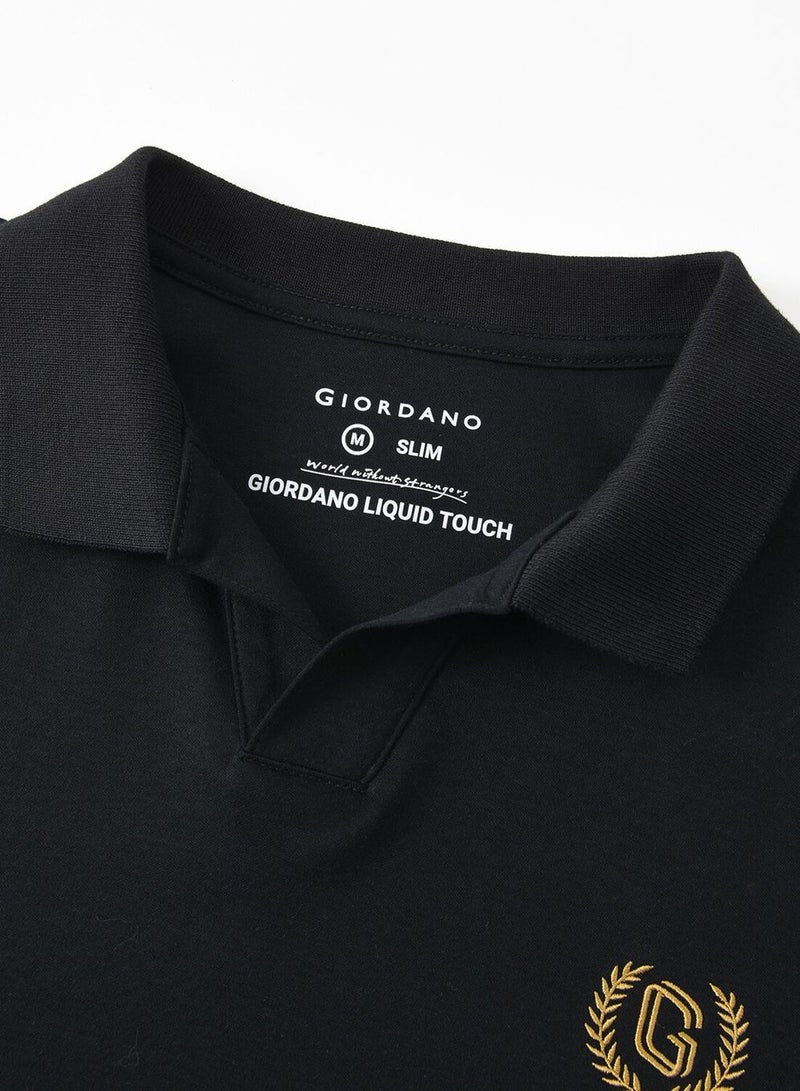 GIORDANO Men's Slim Fit Interlock Polo with Embroidery - Liquid Touch - Image 3
