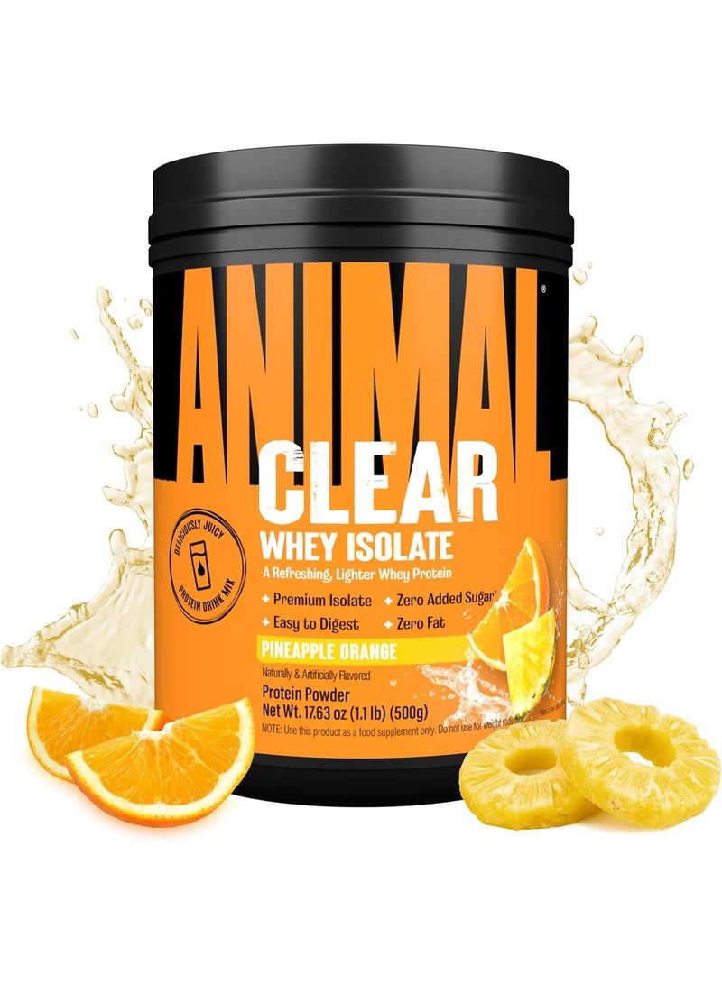 ANIMAL Universal Nutrition Animal Clear Whey Protein Isolate | Orange Pineapple | 500g | 20g Protein & 5g BCAAs | Lean Muscle & Recovery Support - Image 1