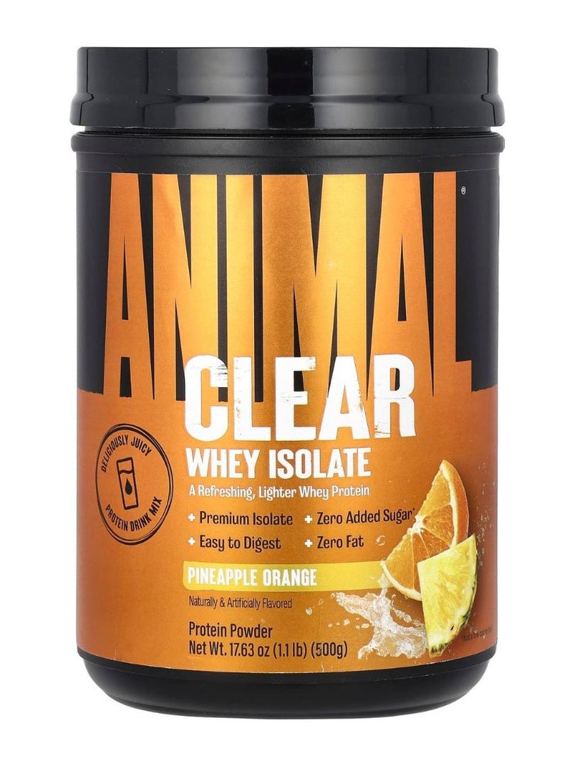 ANIMAL Universal Nutrition Animal Clear Whey Protein Isolate | Orange Pineapple | 500g | 20g Protein & 5g BCAAs | Lean Muscle & Recovery Support - Image 2