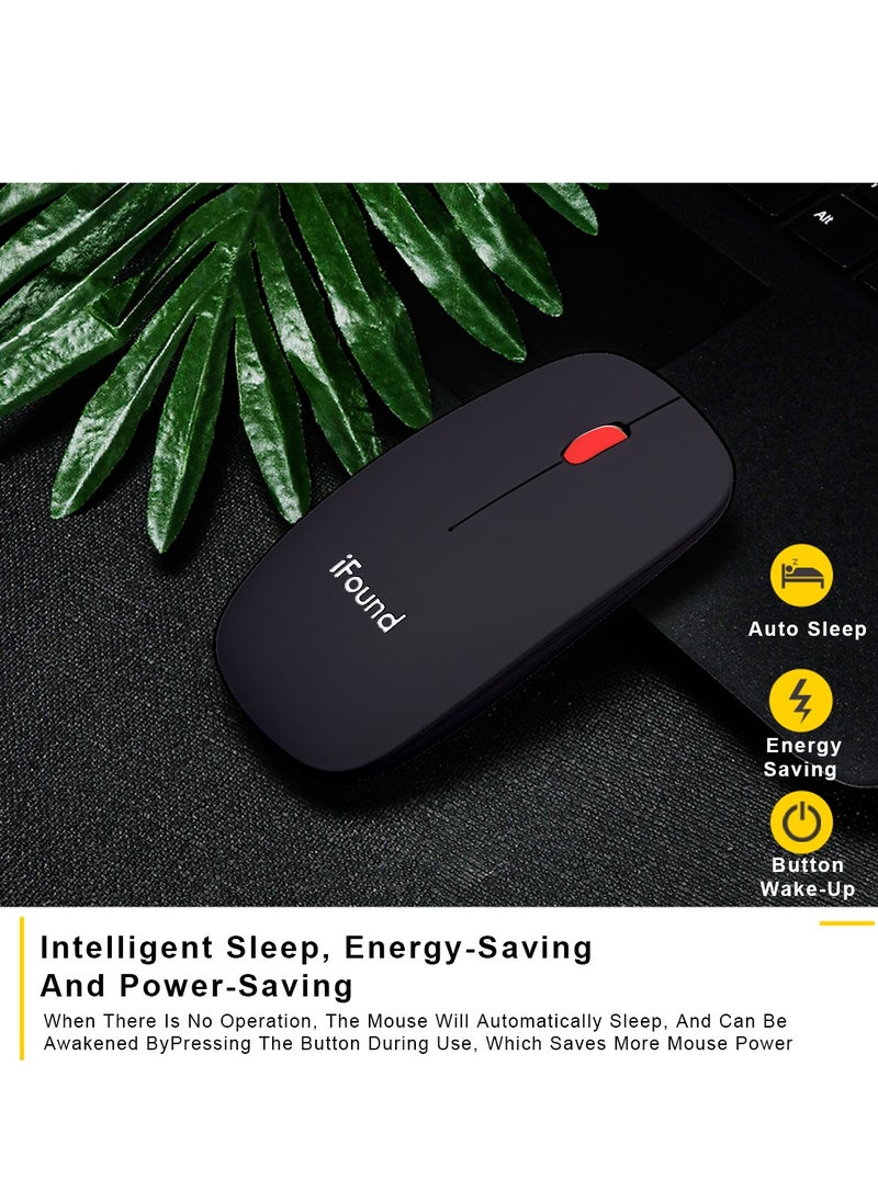 أي فاوند - 2.4G لوحة المفاتيح اللاسلكية والماوس، USB المدمجة الحجم لوحة المفاتيح الماوس كومبو ويندوز، الكمبيوتر، سطح المكتب، PC، الكمبيوتر المحمول الأسود الأحمر - Image 1