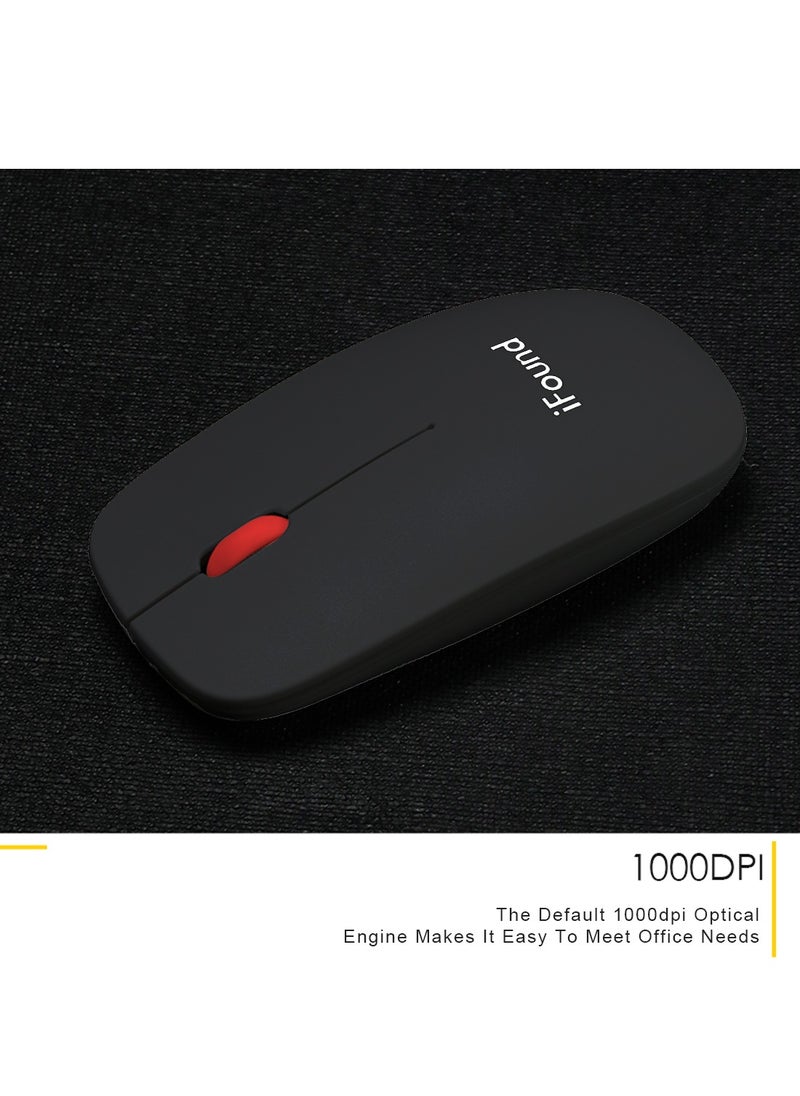 أي فاوند - 2.4G لوحة المفاتيح اللاسلكية والماوس، USB المدمجة الحجم لوحة المفاتيح الماوس كومبو ويندوز، الكمبيوتر، سطح المكتب، PC، الكمبيوتر المحمول الأسود الأحمر - Image 1